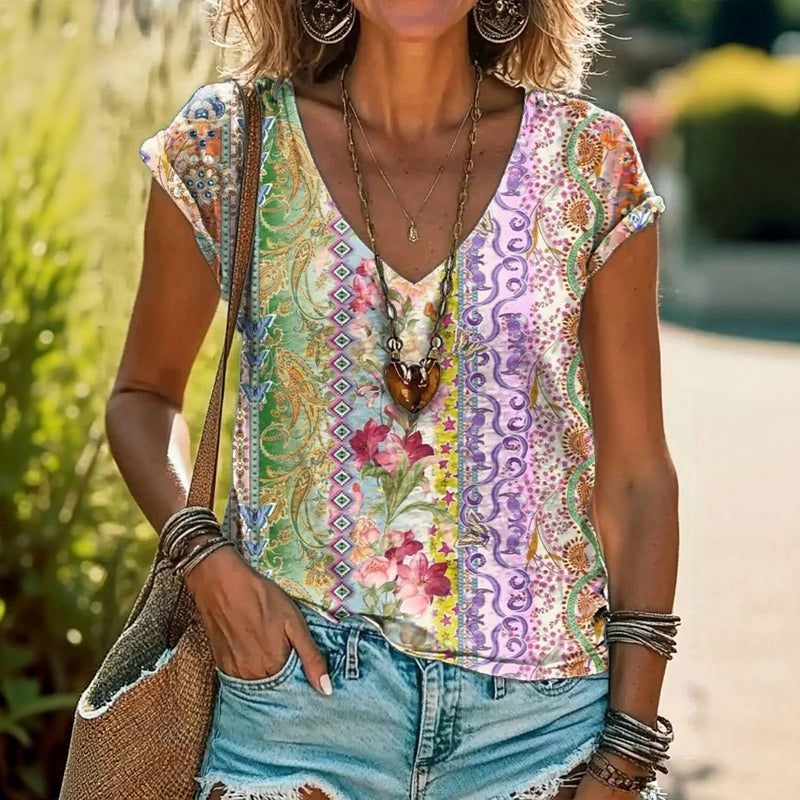Vintage T-shirt met bloemenprint
