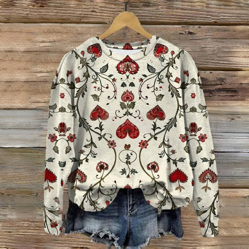 Vintage sweatshirt met hartprint