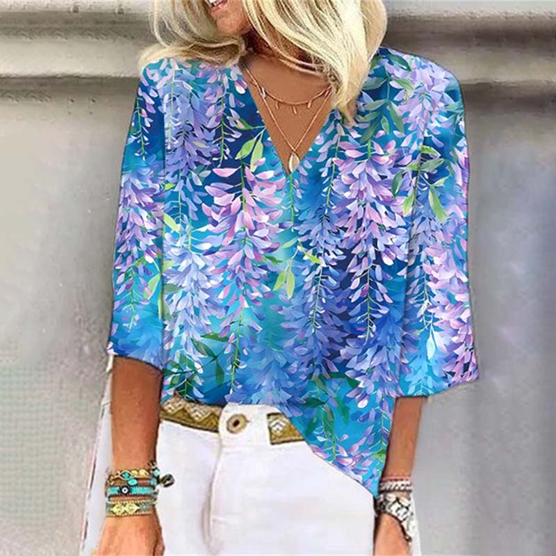 Vintage Blouse with Leaf Print