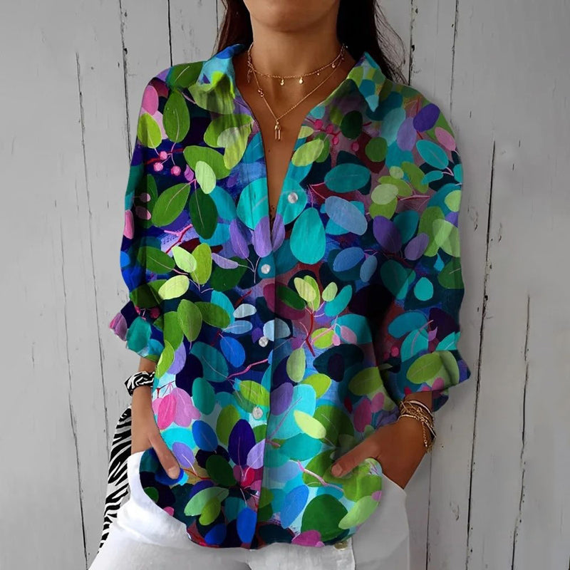 Blouse met kleurrijke bladprint