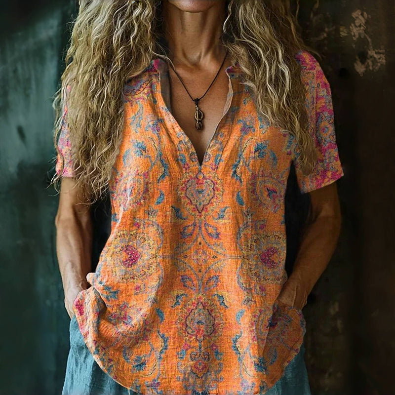 Vintage Blouse with Ethnic Print