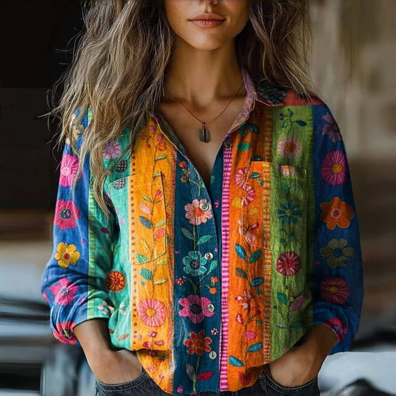 Vintage blouse met bloemenprint