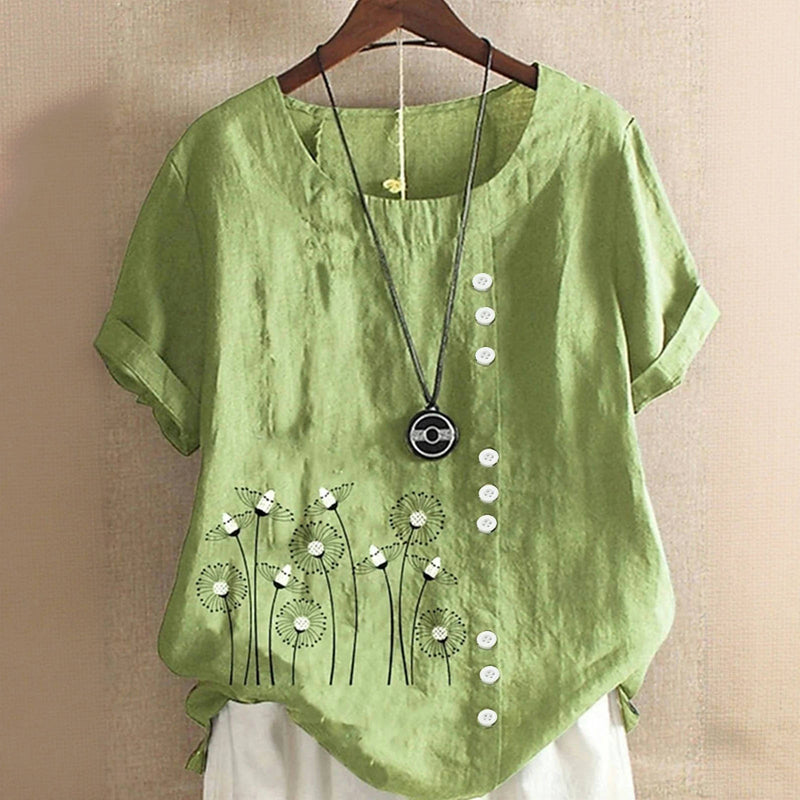 Casual blouse met paardenbloemprint