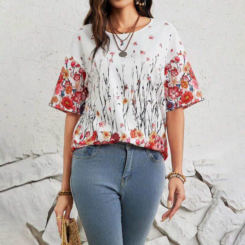 Vintage T-shirt met bloemenprint