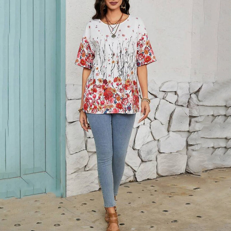 Vintage T-shirt met bloemenprint
