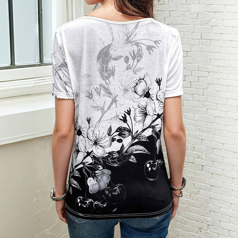 Kleurblok bloemen T-shirt