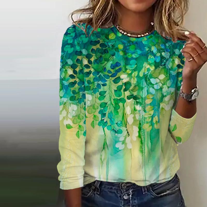 Gradient Leaf Print T-shirt