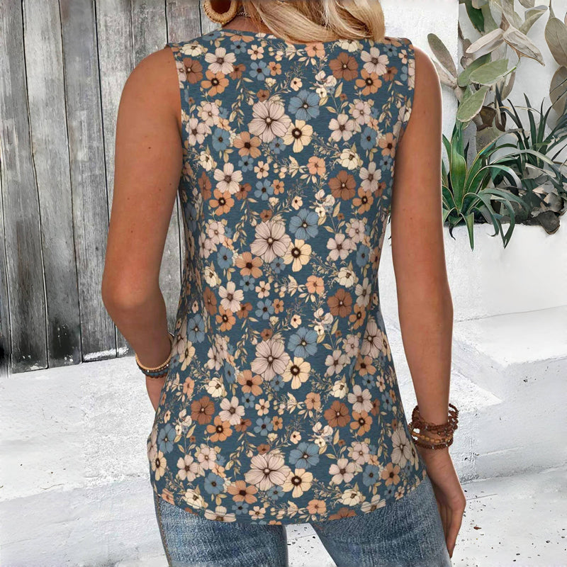 Vintage tanktop met bloemenprint