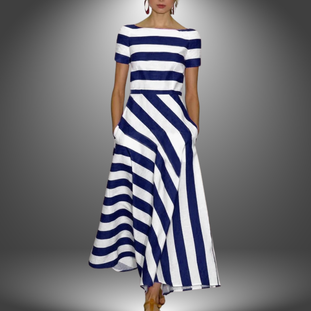 Natalia | Robe longue rayée artisanale
