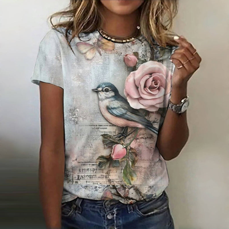 Vintage T-shirt met bloemenprint