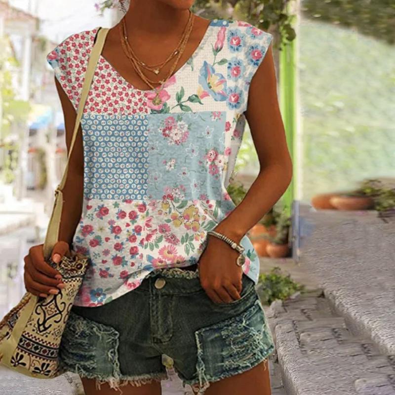 Vintage tanktop met bloemenprint