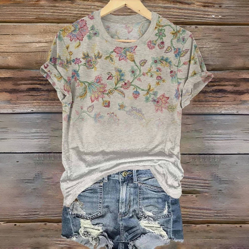 Vintage T-shirt met bloemenprint