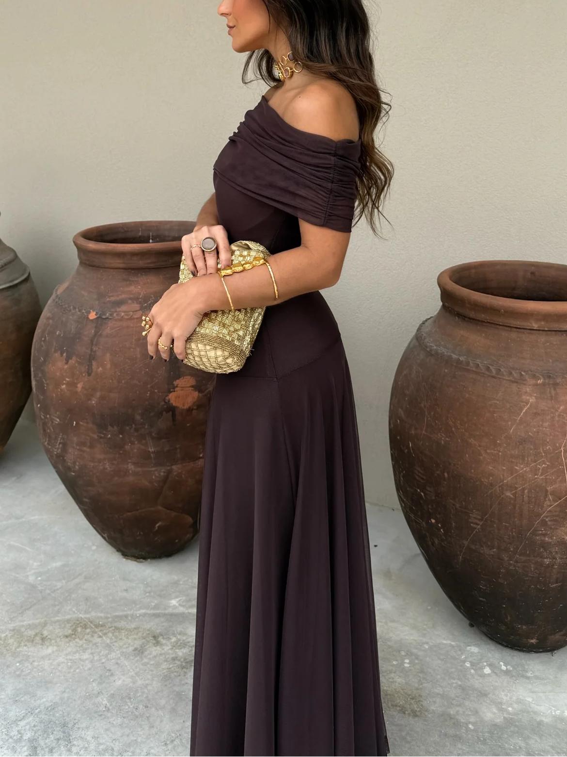 Kiali | Toledo One-Shoulder Mesh Maxi-jurk