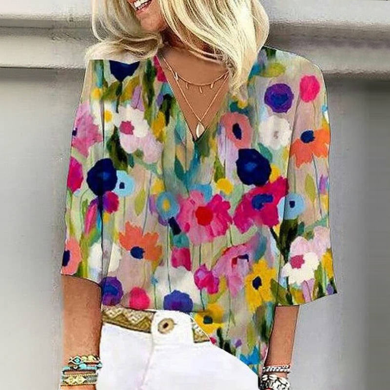 Kleurrijke blouse met bloemenprint