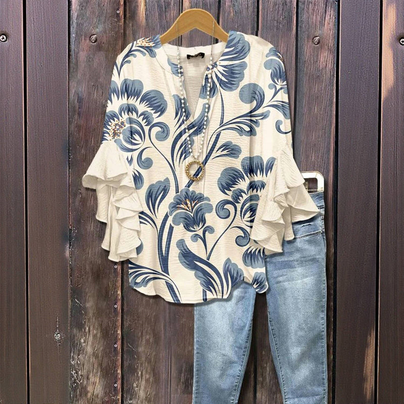 Vintage blouse met bloemenprint