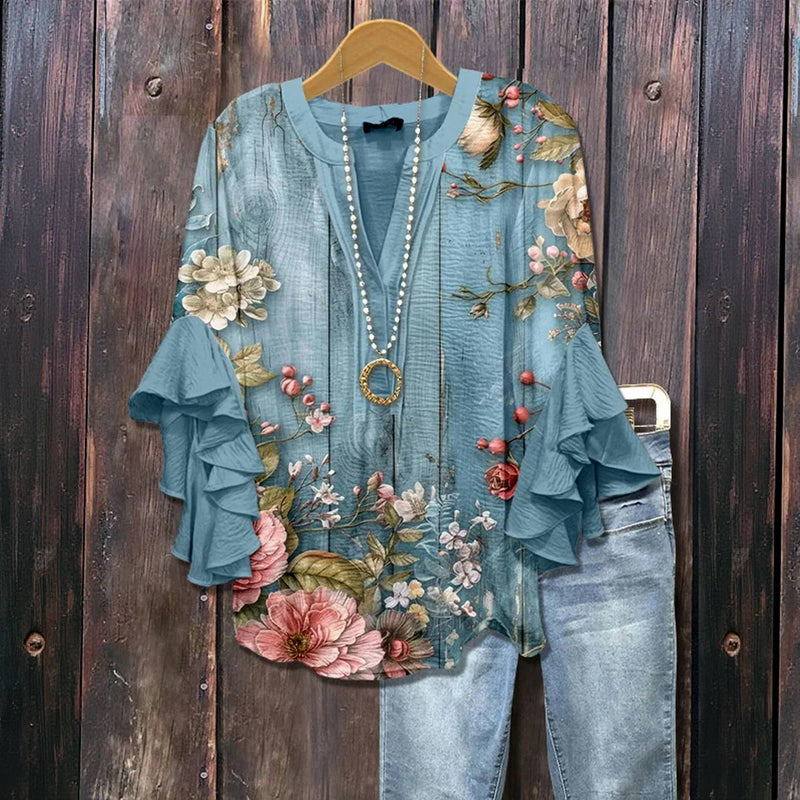 Vintage Blouse with Floral Print