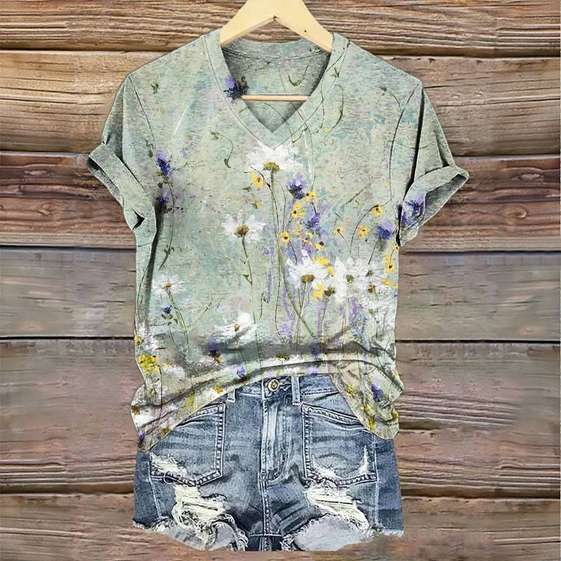 Vintage T-shirt met bloemenprint
