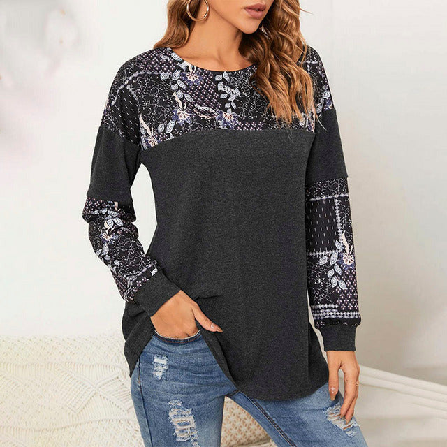 Patchwork T-shirt met bloemenprint