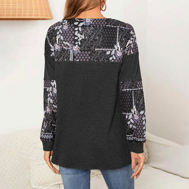 Patchwork T-shirt met bloemenprint