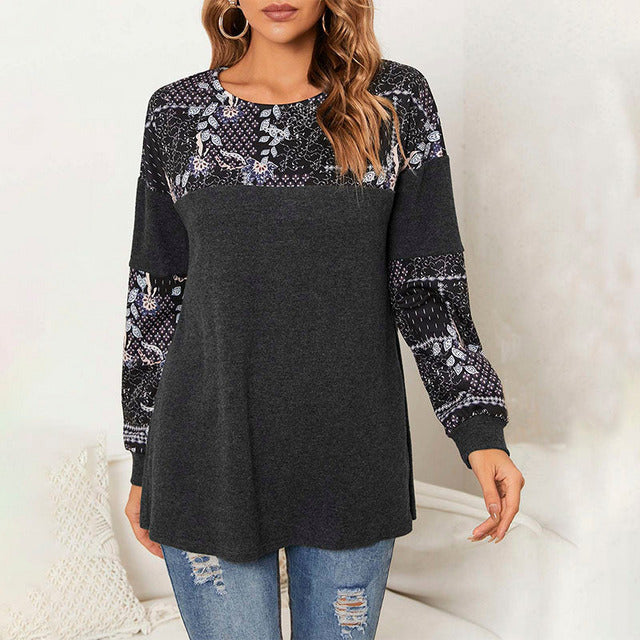 Patchwork T-shirt met bloemenprint