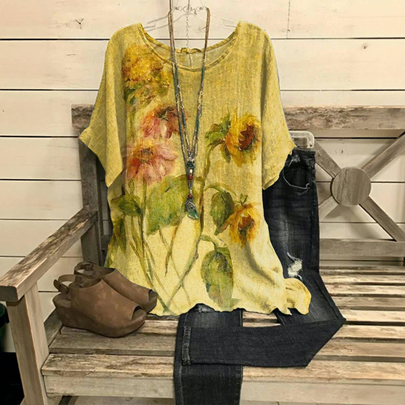 Vintage blouse met bloemenprint