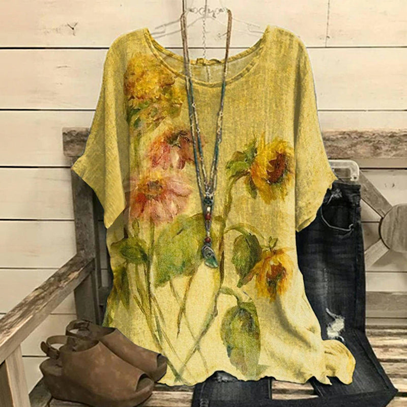 Vintage blouse met bloemenprint