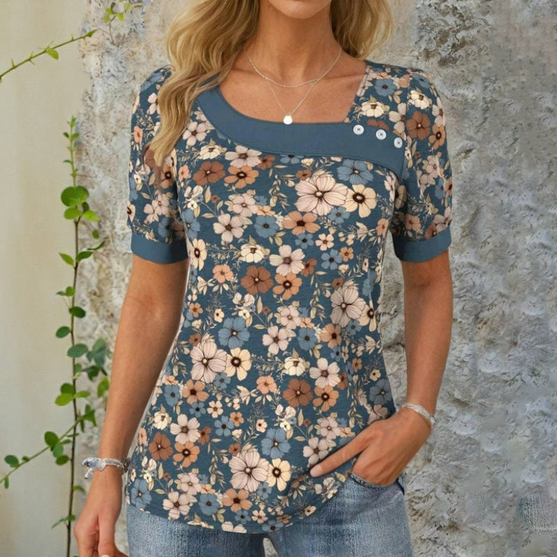 Vintage Floral Print Blouse