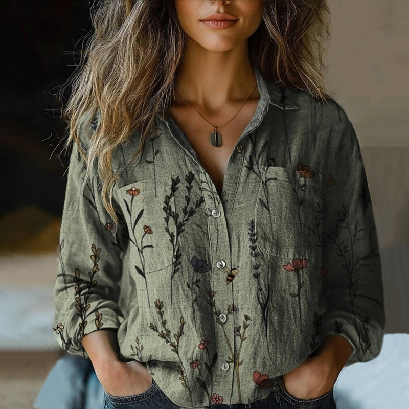 Vintage Floral Print Blouse