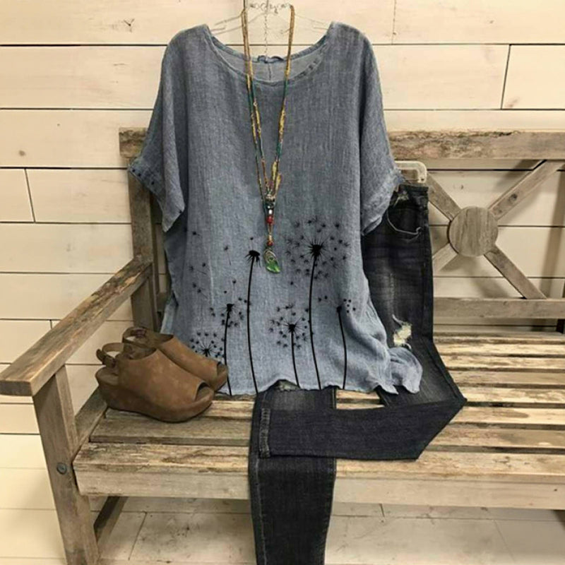 Vintage blouse met paardenbloemprint