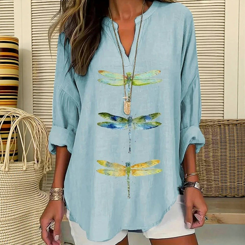 Casual blouse met libellenprint