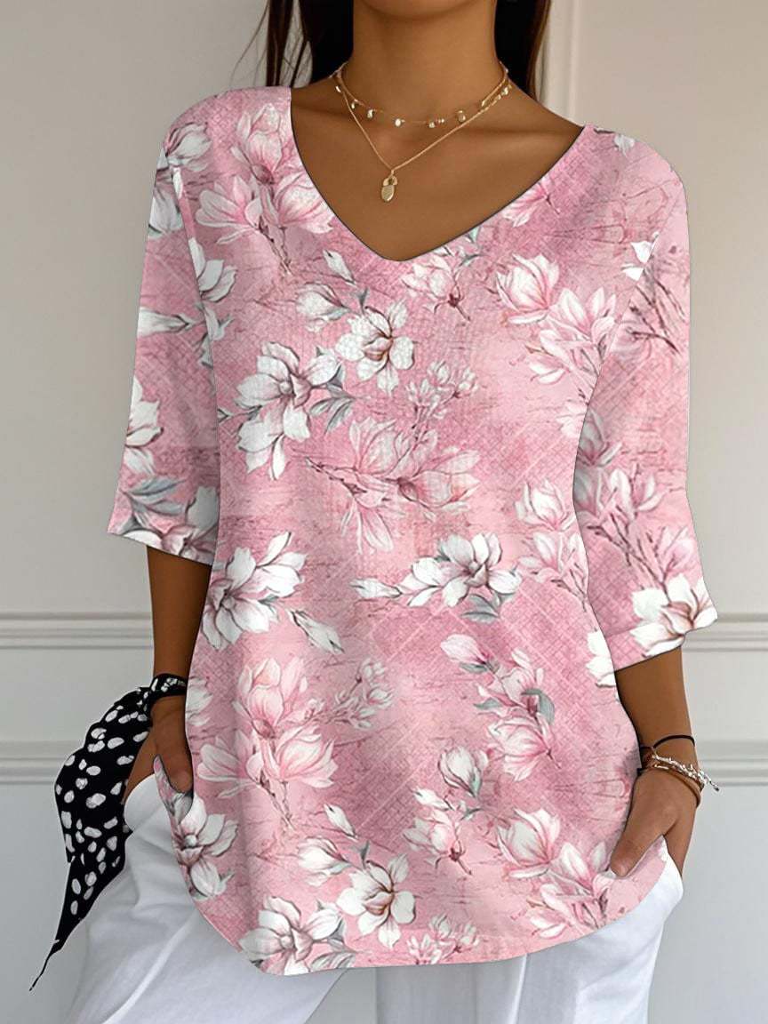 White Pink Vintage Casual T-shirt