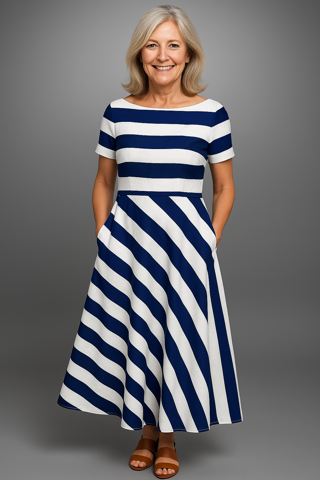 Natalia | Robe longue rayée artisanale