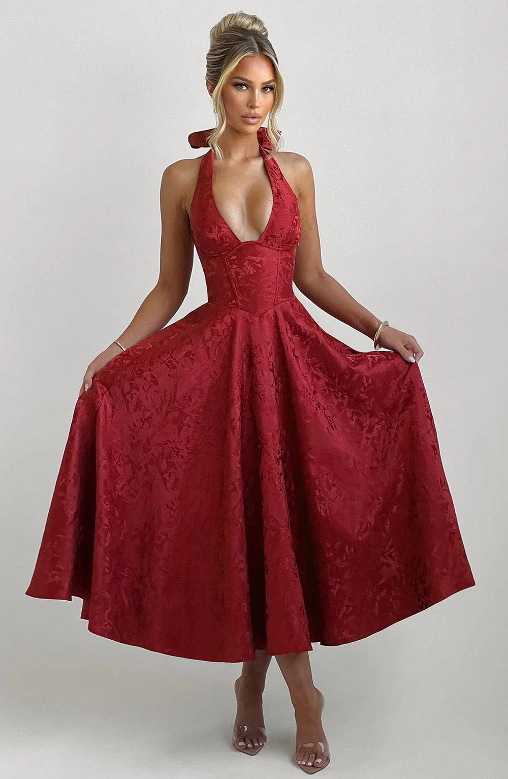 Ara | Midi Dress with Halter Neckline
