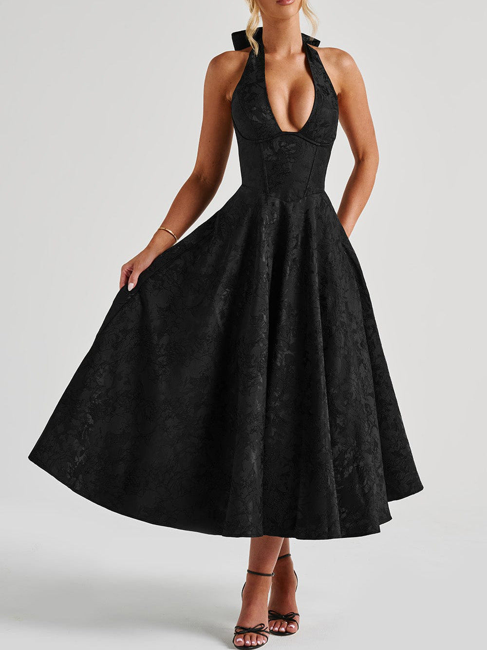 Ara | Midi Dress with Halter Neckline