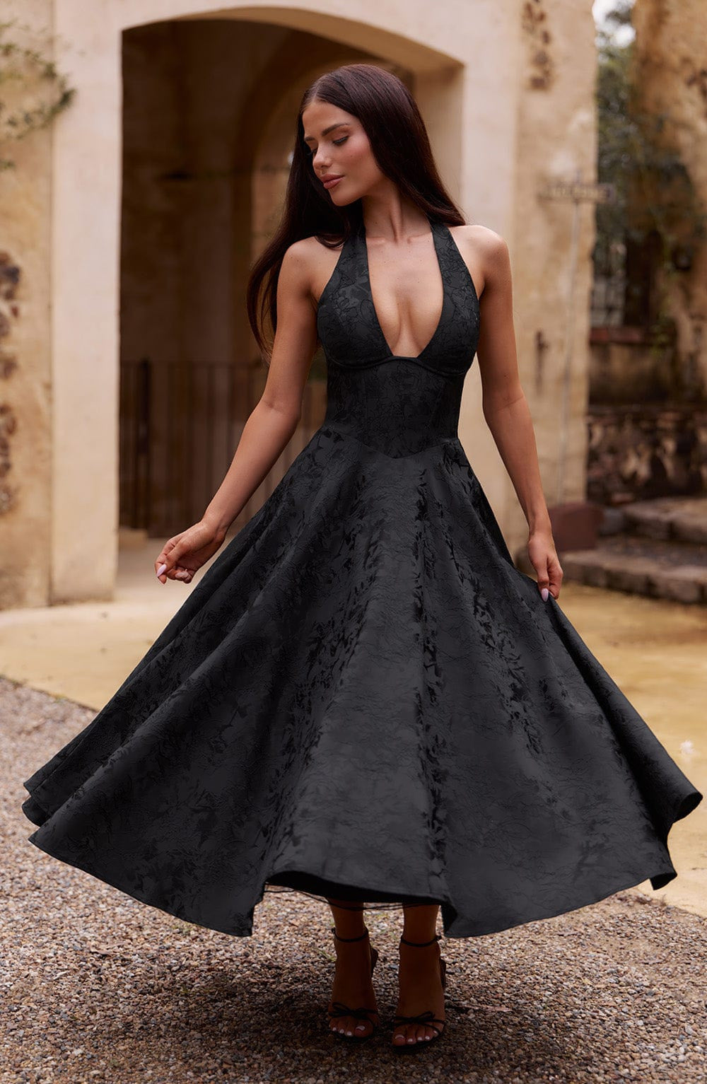 Ara | Midi Dress with Halter Neckline