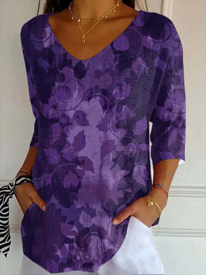 Dark Purple Vintage Casual T-shirt