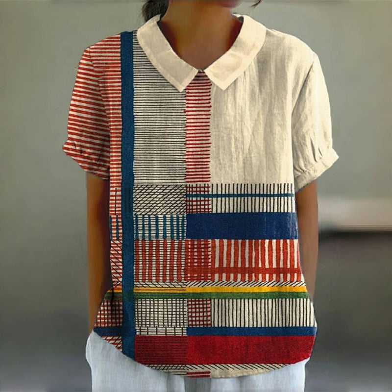 Vintage kleurrijke gestreepte blouse