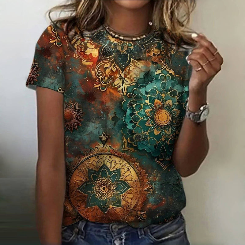 Vintage T-shirt met etnische print