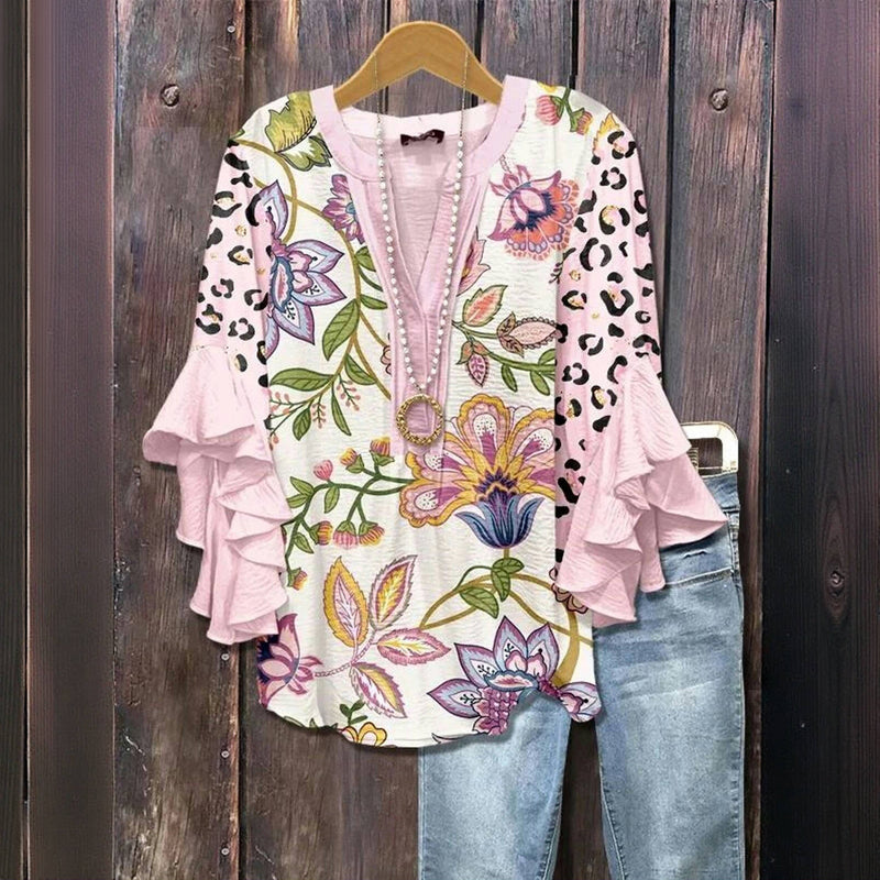 Vintage blouse met bloemenprint