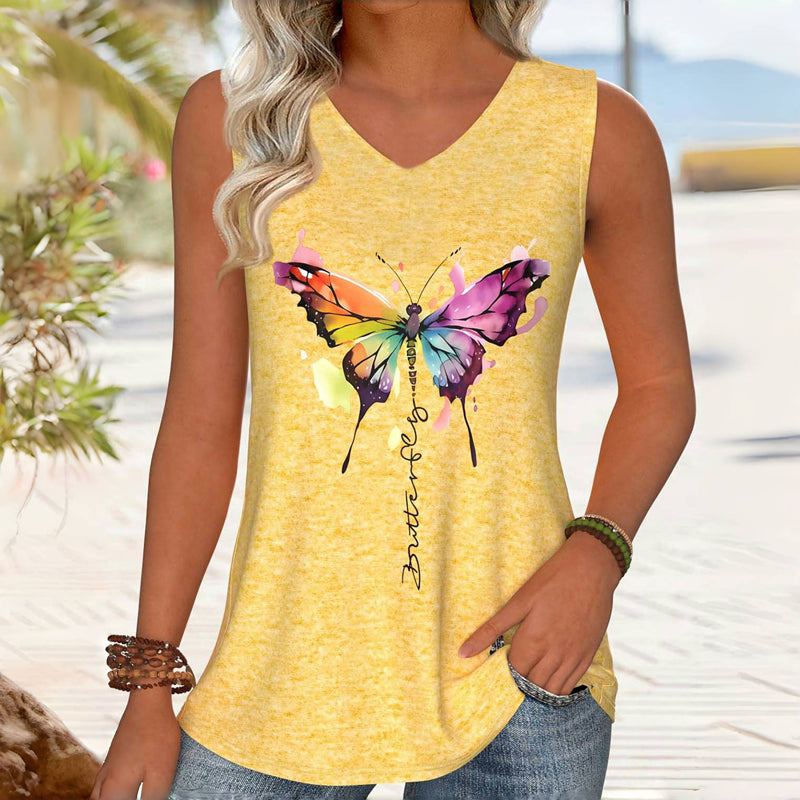 Casual tanktop met vlinderprint