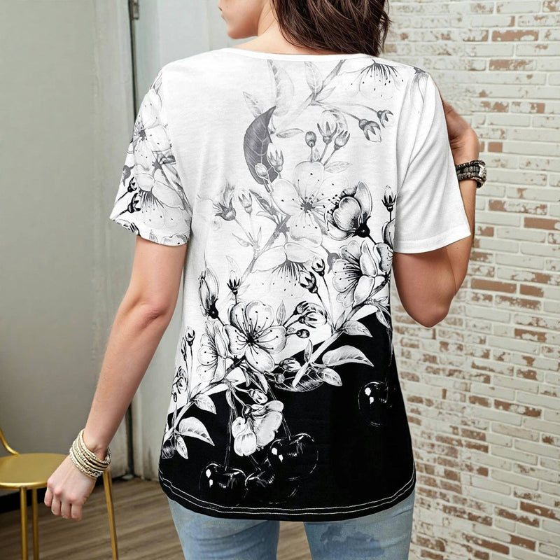 Kleurblok bloemen T-shirt