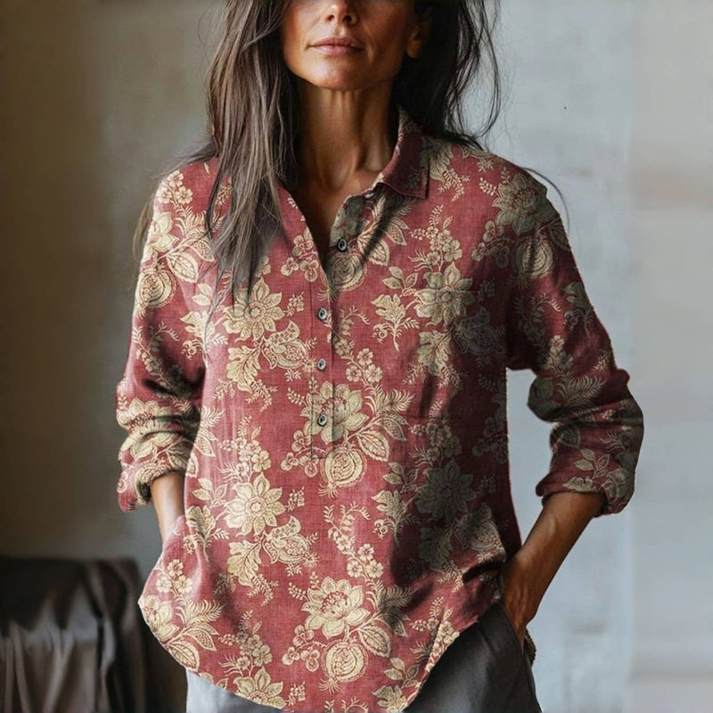 Vintage Floral Print Blouse