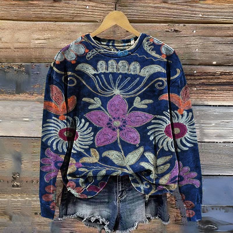 Vintage bloemenprint sweatshirt