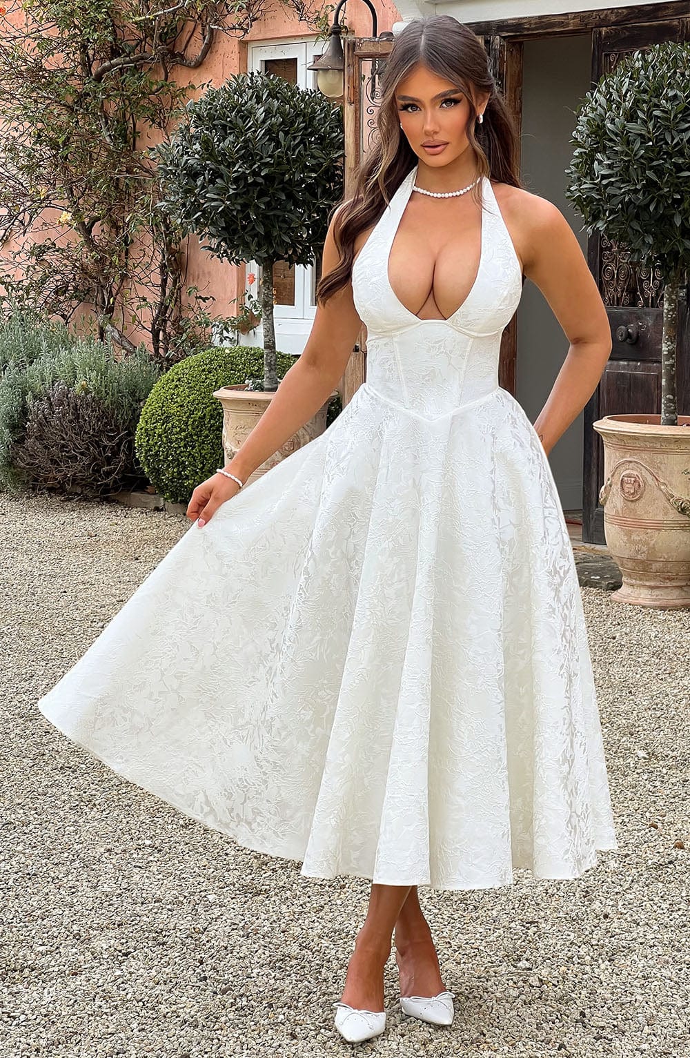 Ara | Midi Dress with Halter Neckline