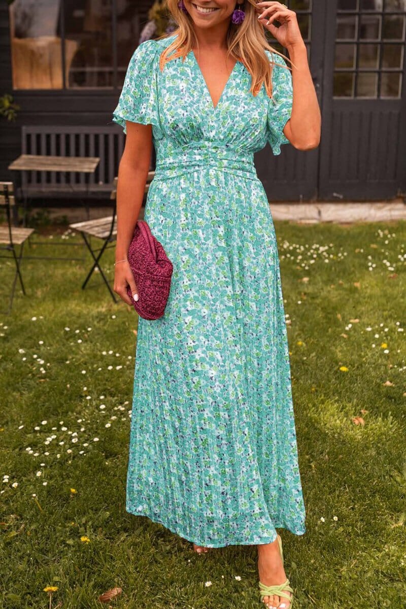 Robe longue élégante avec décolleté en V
