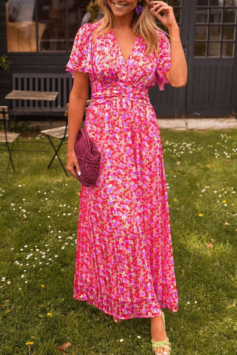 Robe longue élégante avec décolleté en V