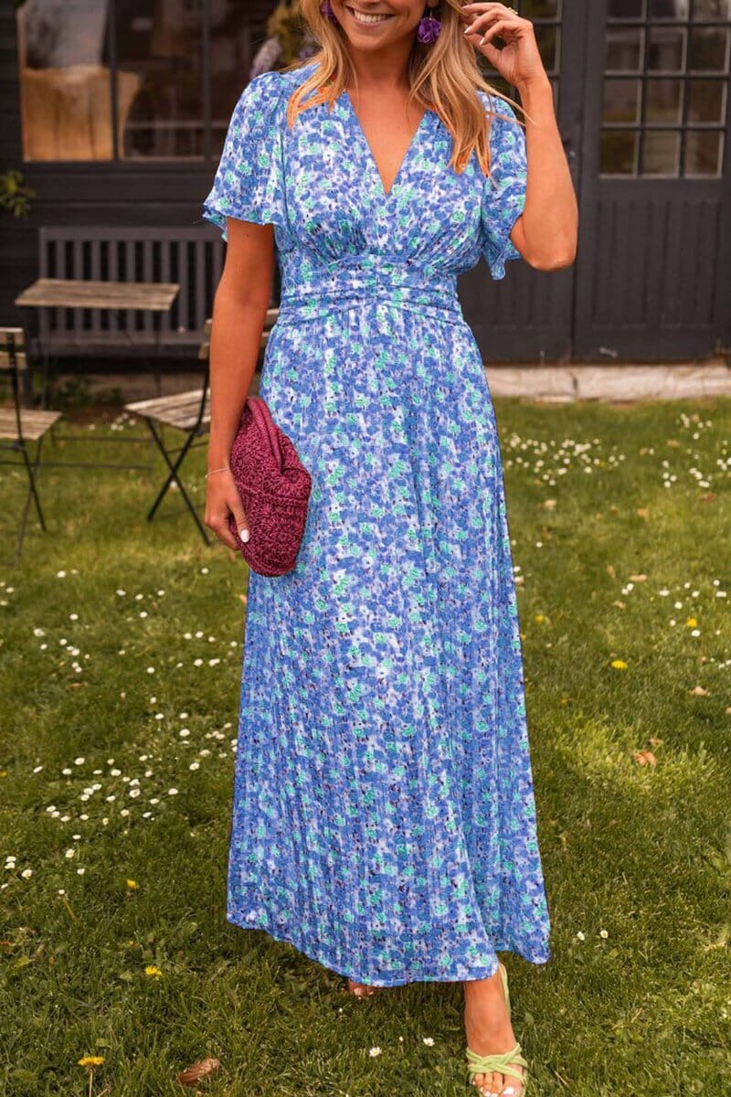 Robe longue élégante avec décolleté en V