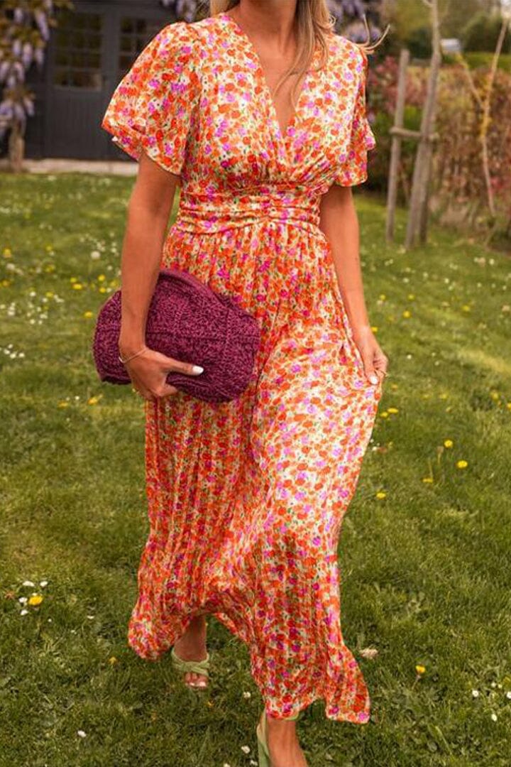 Robe longue élégante avec décolleté en V
