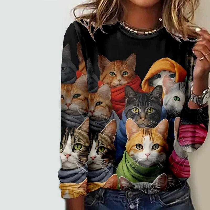 Creatief T-shirt met kattenprint
