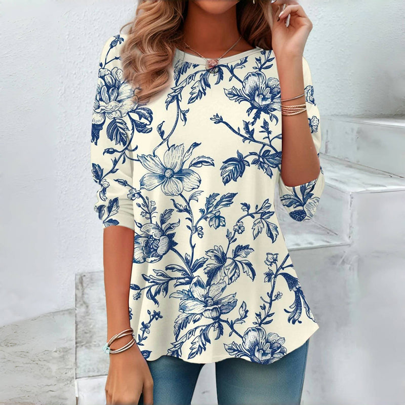【Lange mouw】Vintage blouse met bloemenprint